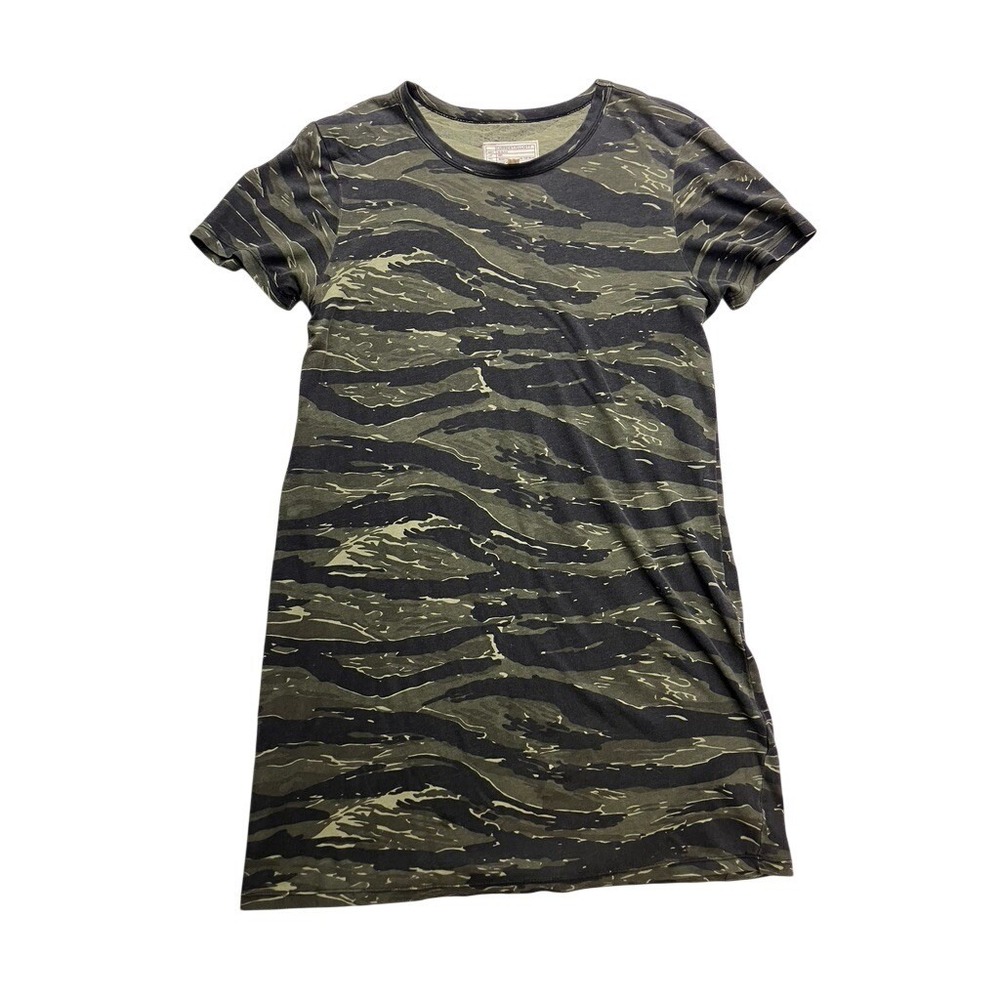 Current/Elliott T-Shirt Dress Womens 1 Green Tiger Stripe Camo Short Sleeve Mini